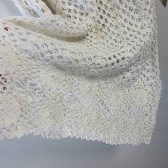 Jessica Roberts Crochet Vtg Y2K Tunic Dress L Ivory Open Knit Beach Boho 568 - Picture 5 of 11